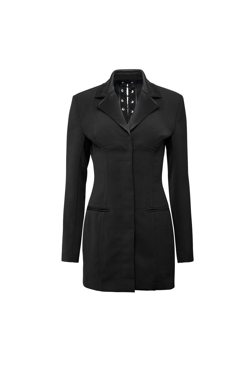 Tailored Blazer Dress, Main, color, Black