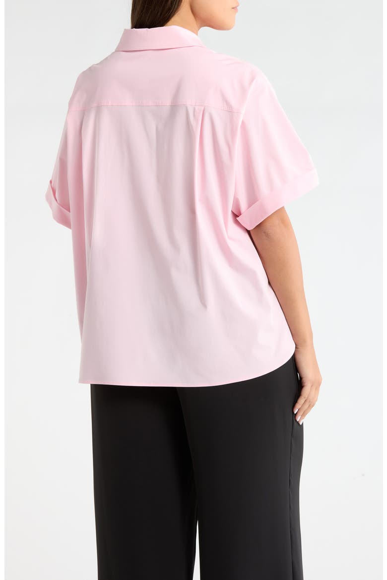 Corinna Oversize Short Sleeve Crop Button-Up Shirt, Alternate, color, ROSE