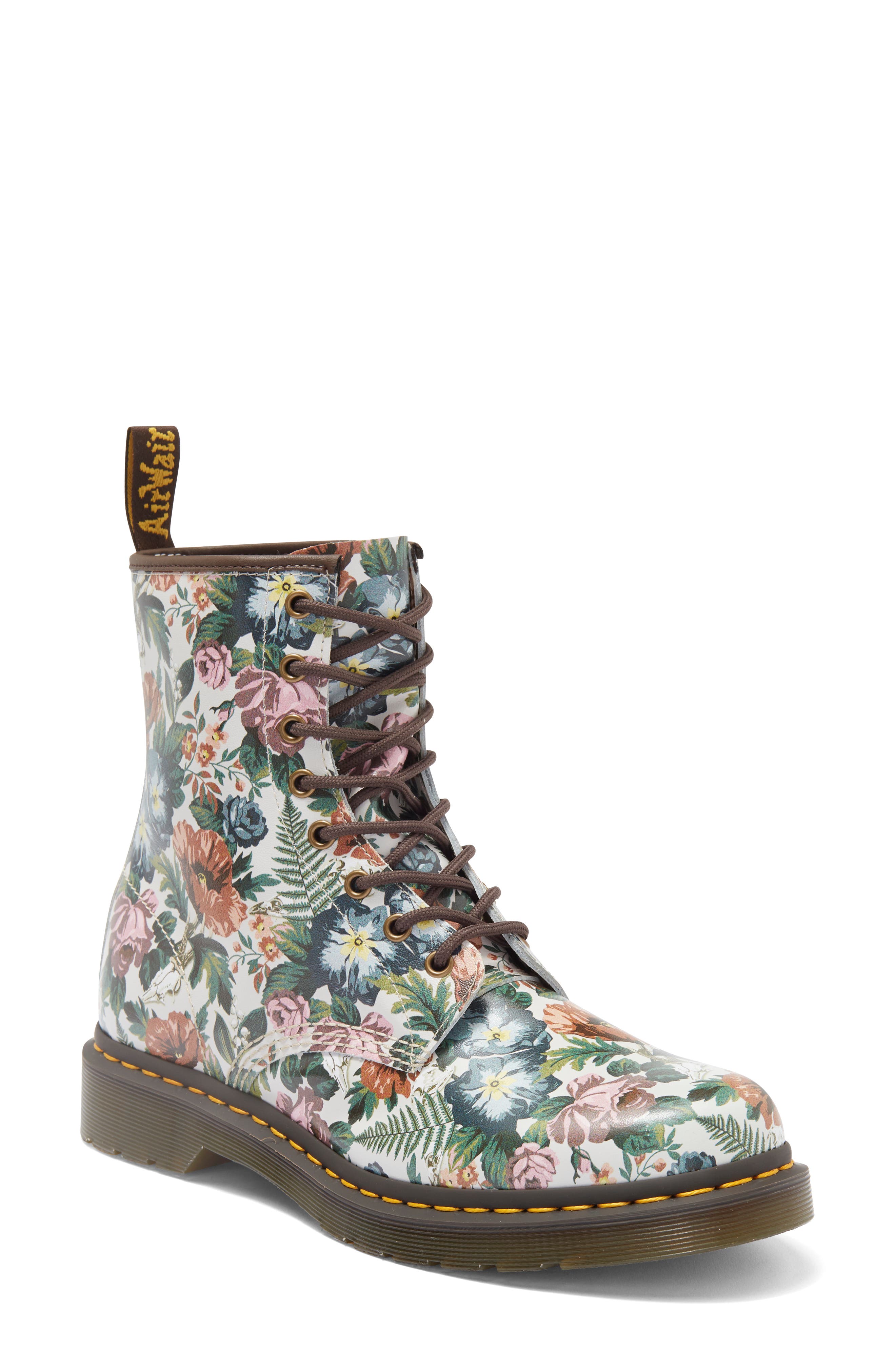 1460 Floral Combat Boot, Main, color, ENGLISH GARDEN BACKHAND