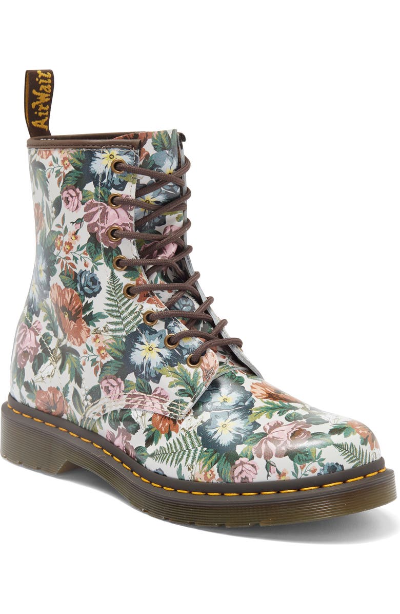 Dr. Martens 1460 Floral Combat Boot, Main, color, English Garden Backhand