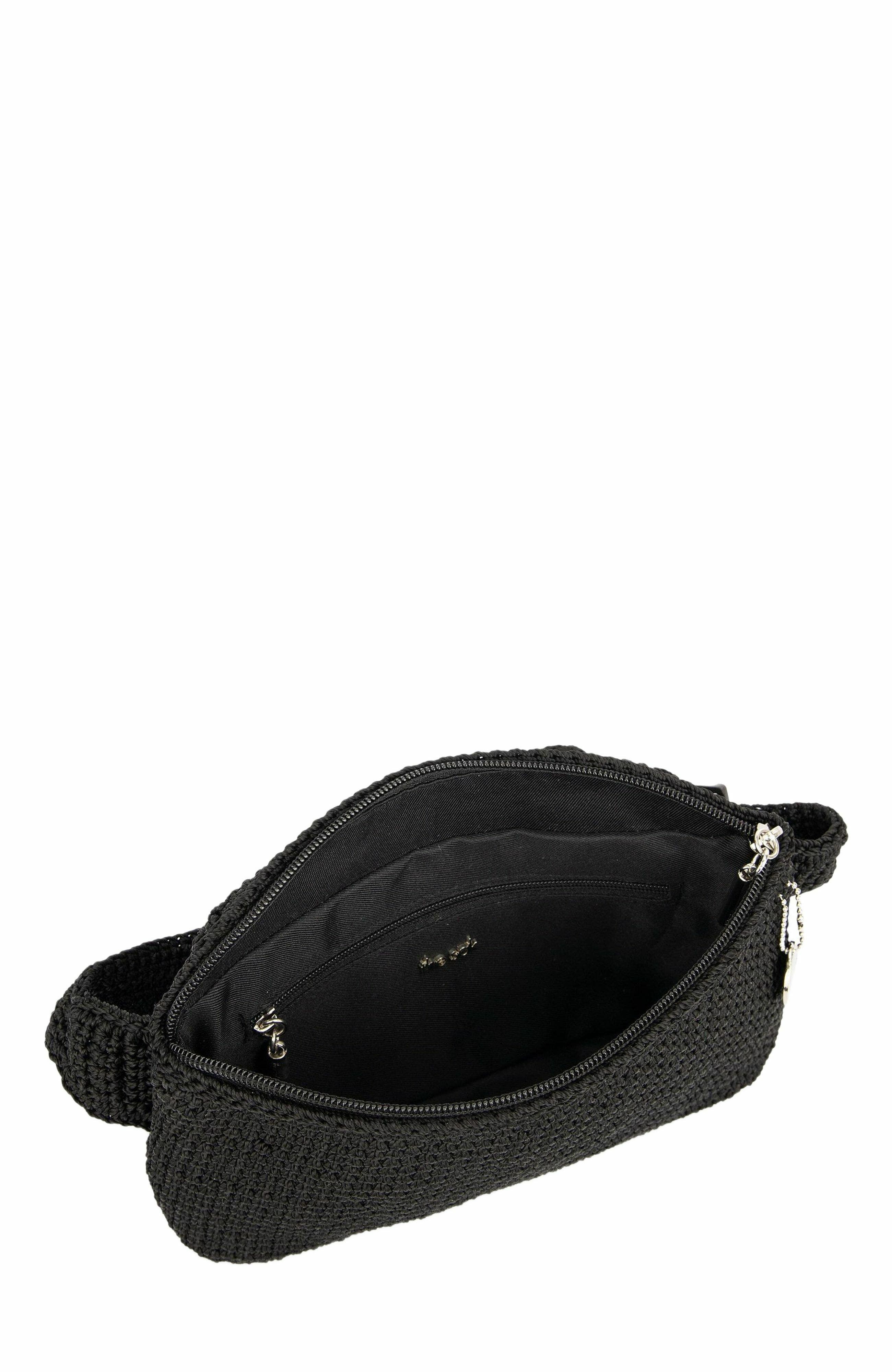 The Sak Caraway Small Belt Bag, Alternate, color, Black Crochet