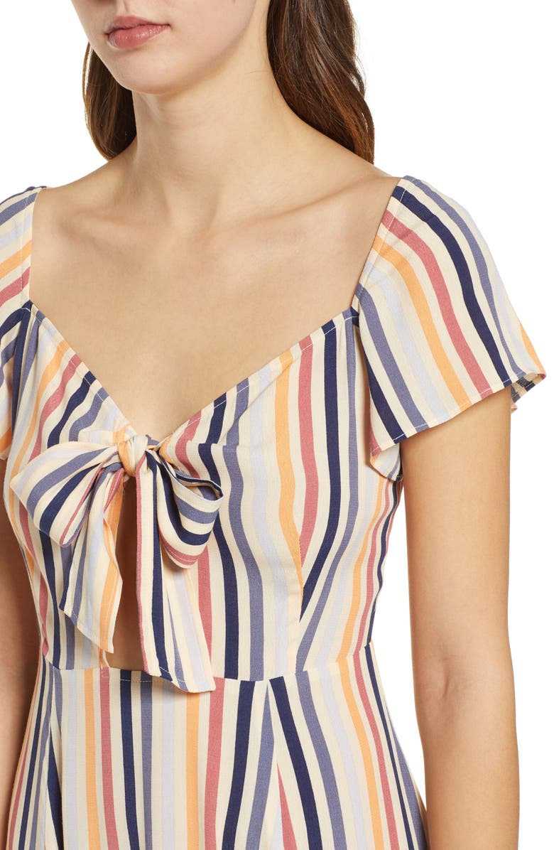 Leith Tie Front A-Line Dress, Alternate, color, 