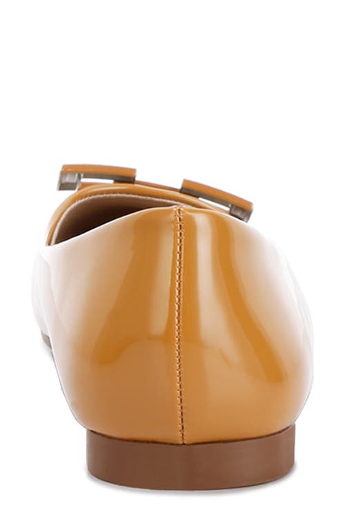 London Rag Nek Embellished Flat Ballerinas In Tan