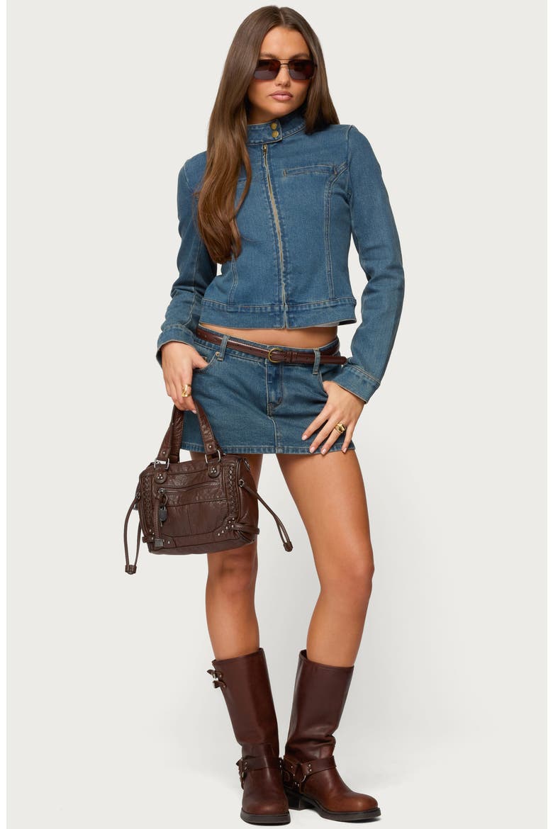 Josiee Crop Stretch Denim Jacket, Alternate, color, BLUE-WASHED
