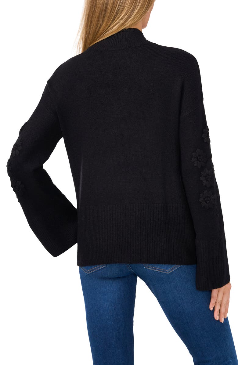 CeCe Floral Embroidered Mock Neck Sweater, Alternate, color, 
