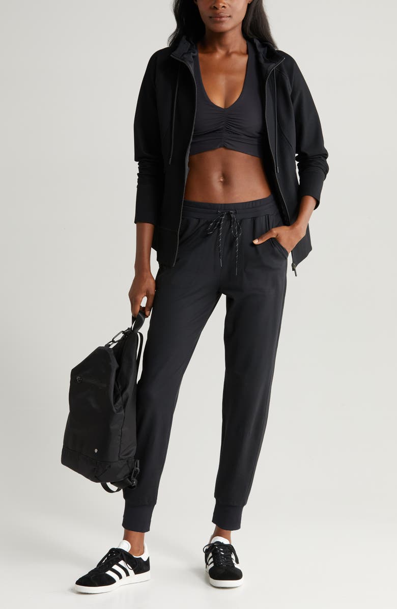 Zella Echo Ottoman Rib Zip Hoodie, Alternate, color,