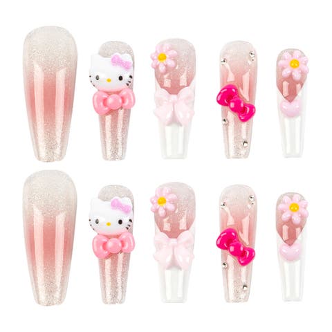 Hello Kitty 3D Luxury Handmade Press-On Nails - 24-Piece Kit
