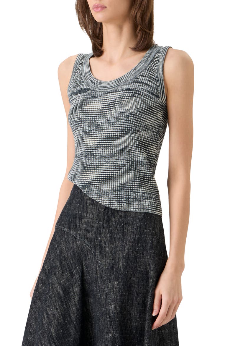 Space Dye Merino Wool Rib Sweater Tank, Alternate, color, BLACK-CREAM