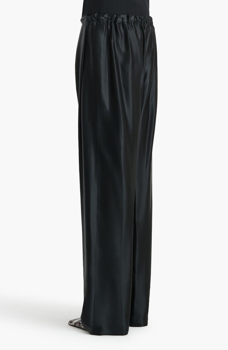Khaite Rohen Satin Barrel Leg Drawstring Pants, Alternate, color, Black