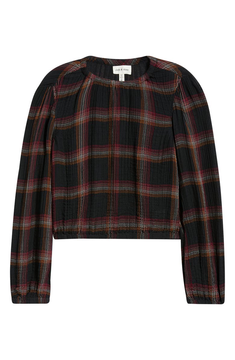 Cloth & Stone Elastic Shirred Top, Main, color, Autumn Sunset Plaid