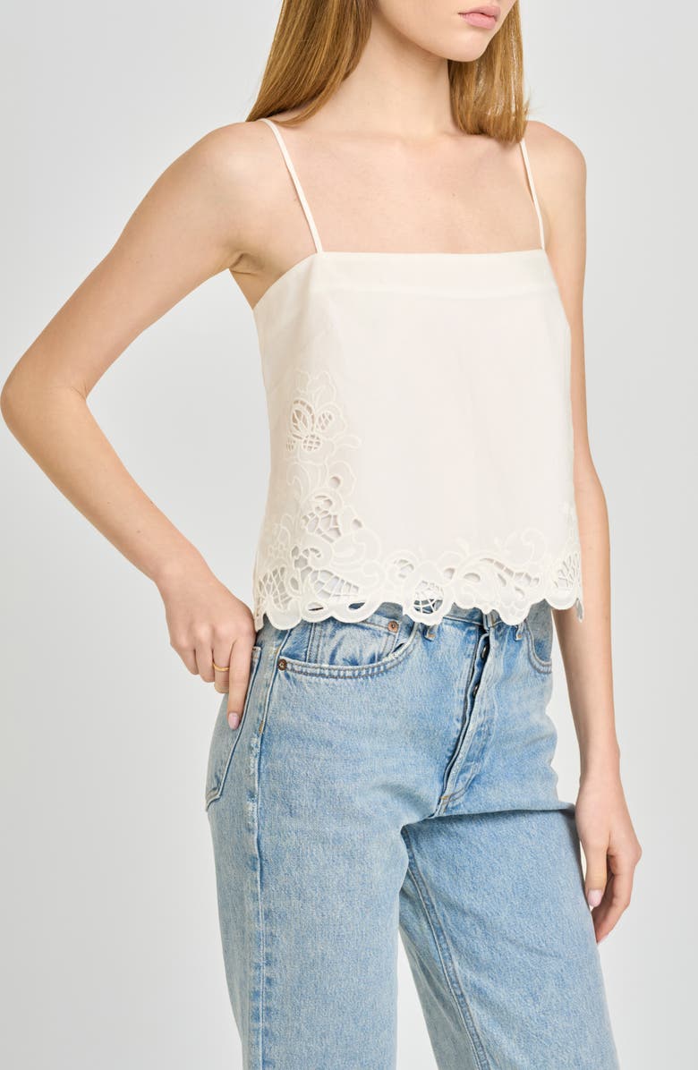 WAYF x Hannah Lovey Porter Lola Embroidered Detail Cotton Camisole, Alternate, color, Ivory