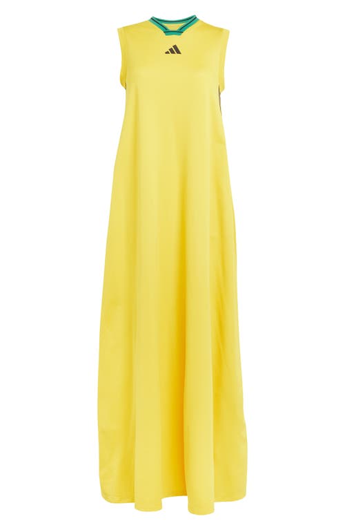 Adidas Originals Adidas Tiro 3-stripes Recycled Polyester Mesh Maxi Dress In Yellow