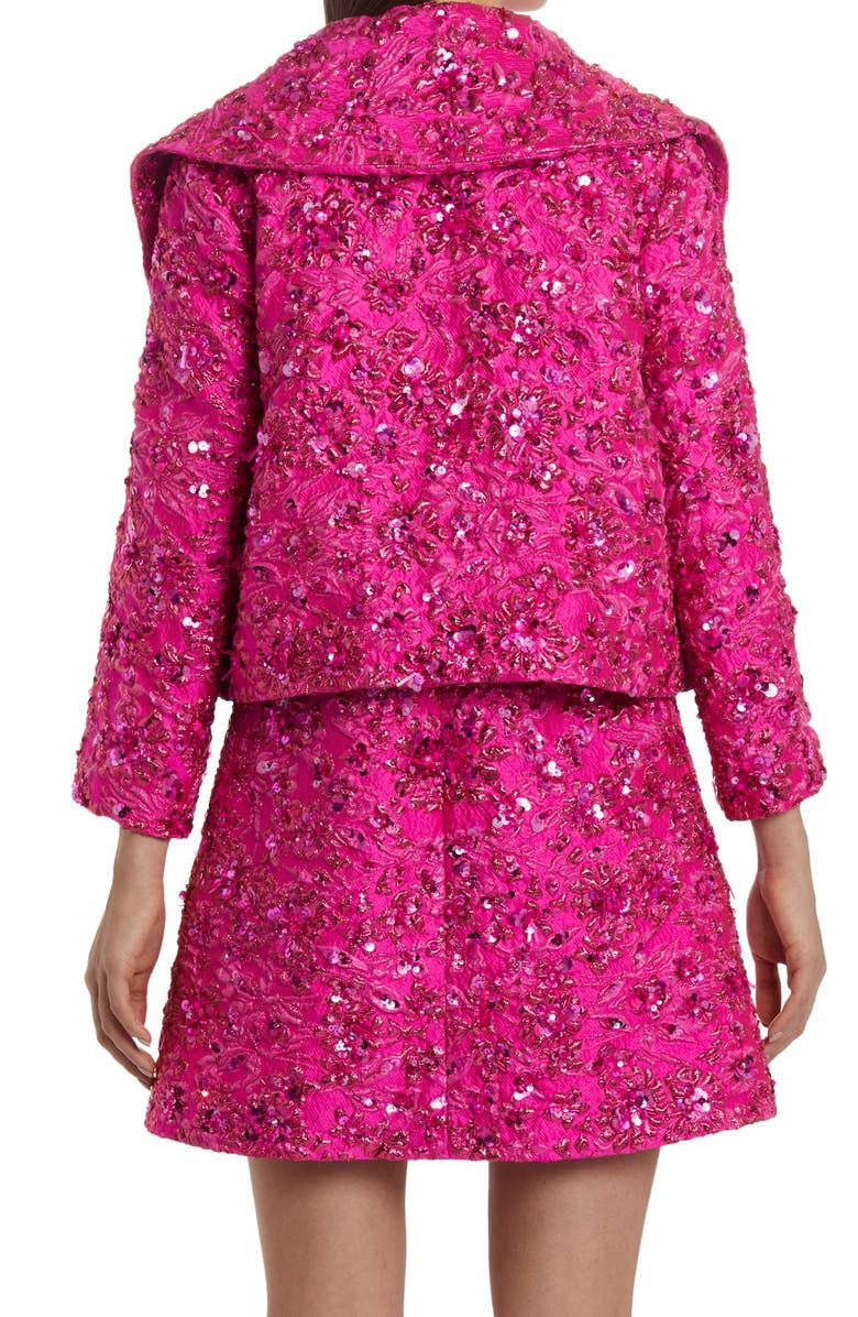 Valentino Garavani Embellished Crop Floral Brocade Jacket, Alternate, color, Pink Pp Uwt