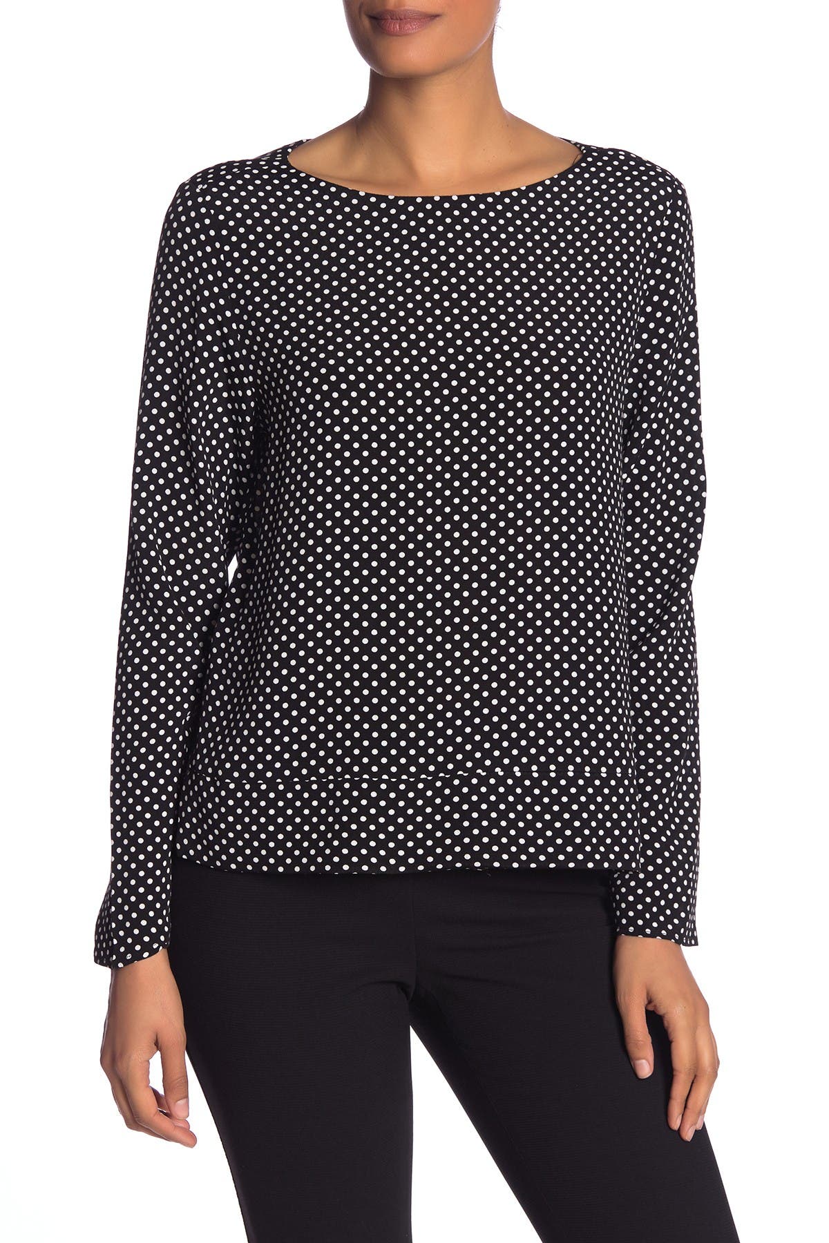 PHILOSOPHY BY RPUBLIC CLOTHING Polka Dot Boatneck Long Sleeve Blouse ...