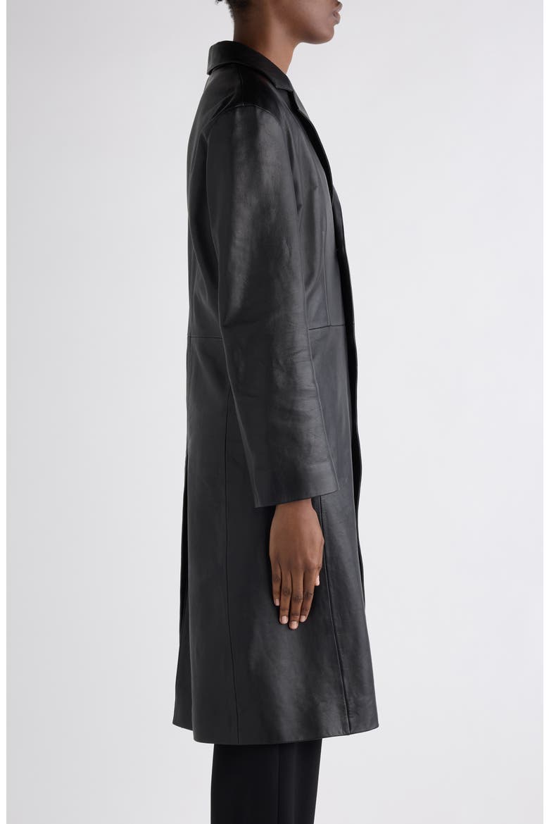 Fitted Leather Coat, Alternate, color, 1000 BLACK