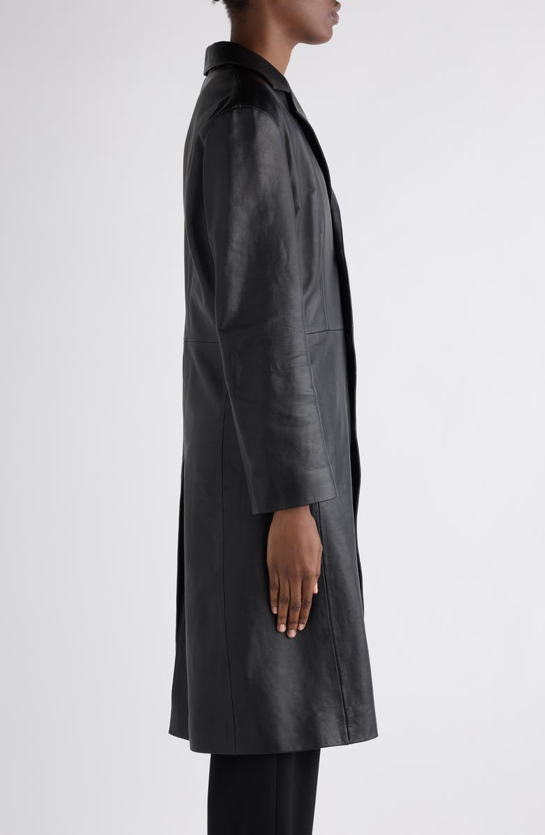 Balenciaga Fitted Leather Coat, Alternate, color, 1000 Black