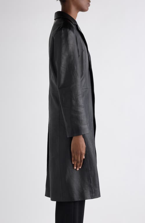Balenciaga Button-fastening Leather Coat In Black