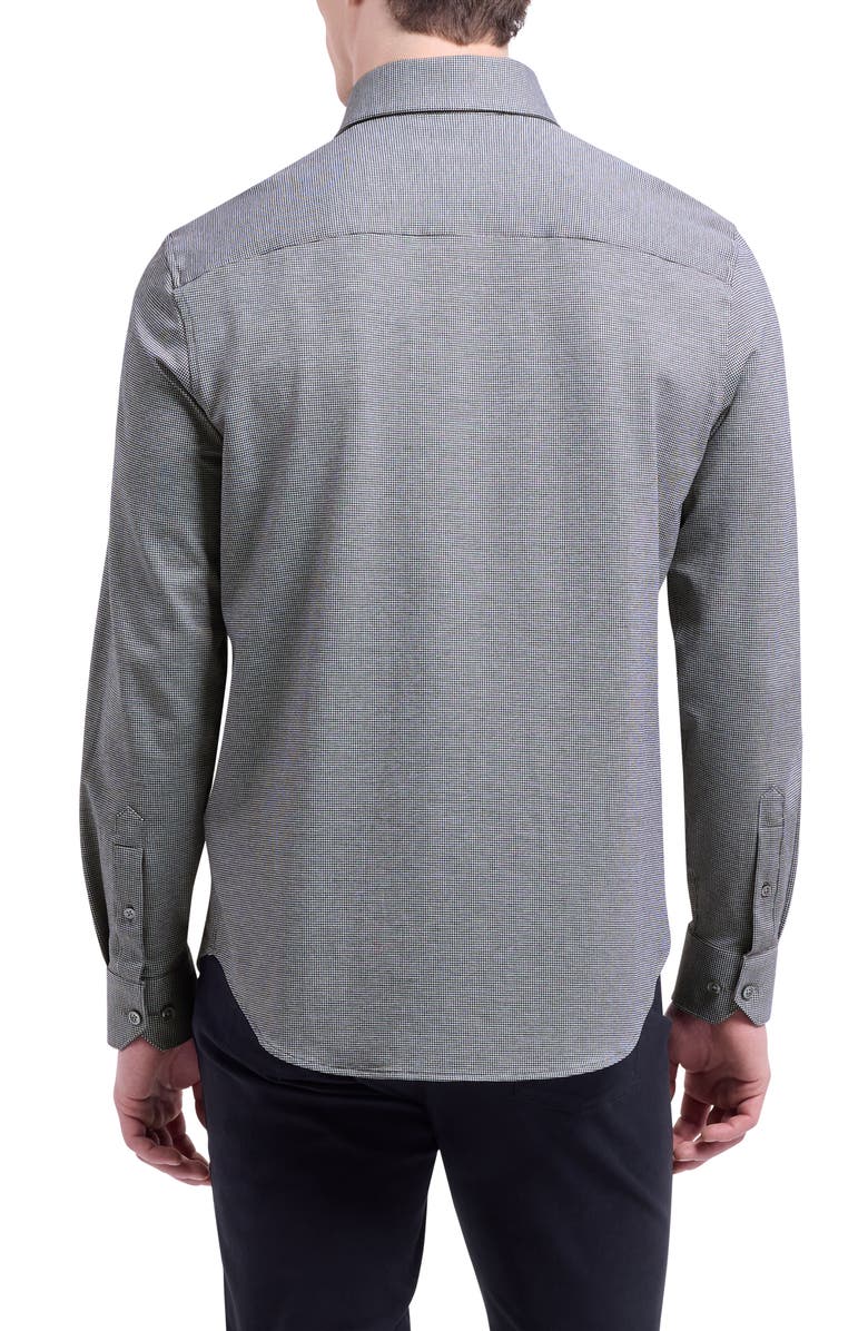 Bugatchi Devon OoohCotton<sup>®</sup> Houndstooth Button-Up Shirt, Alternate, color, Black