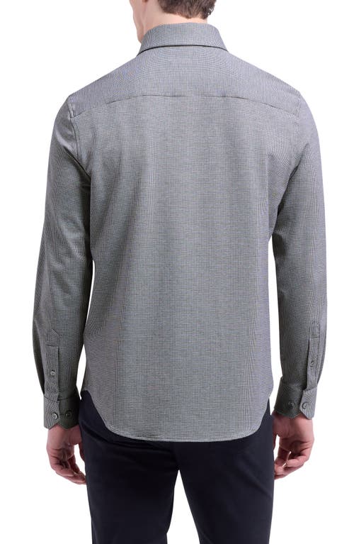 Bugatchi Devon Ooohcotton® Houndstooth Button-up Shirt In Gray