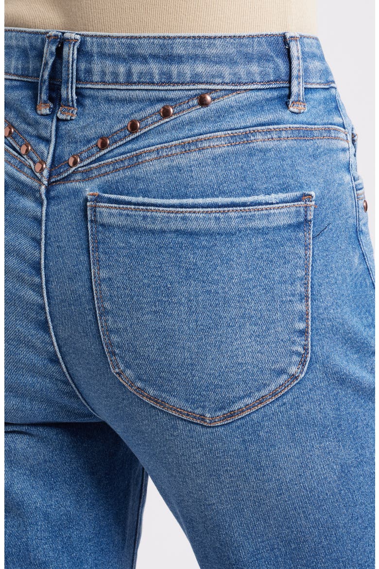 Bennett Studded High Waist Ankle Barely Bootcut Jeans, Alternate, color, MID BLUE ARTISANAL