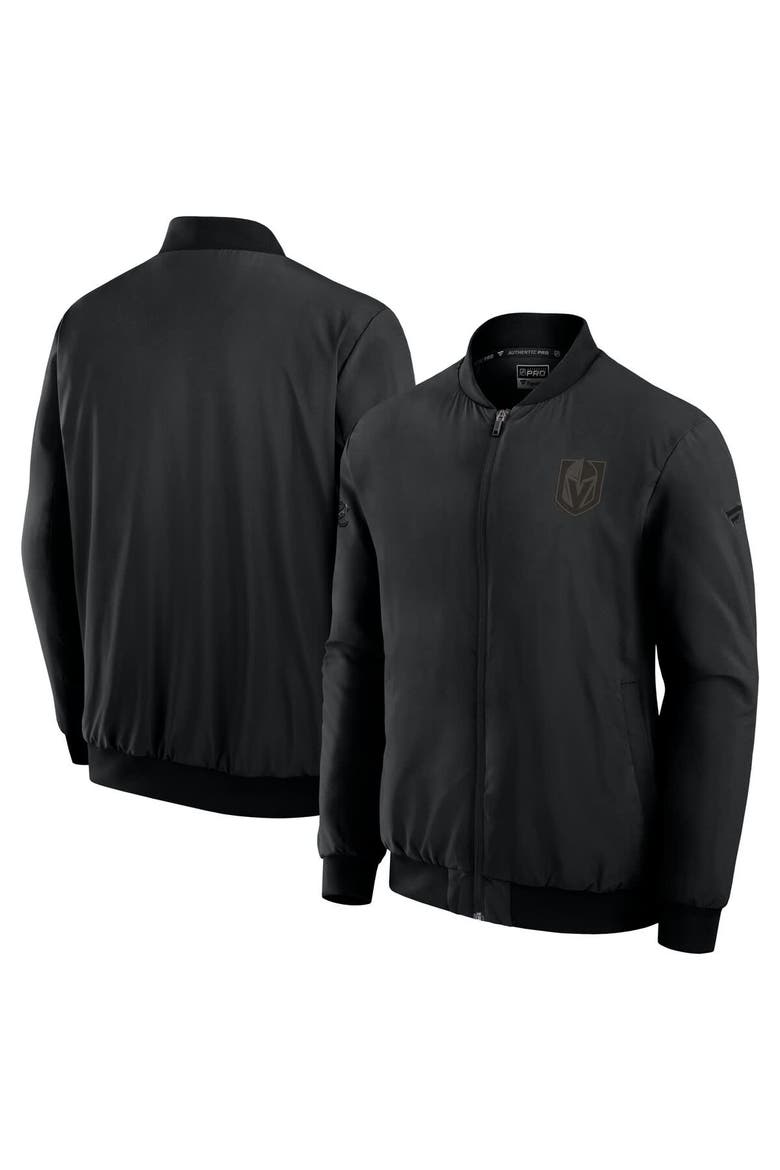 Men's Fanatics Black Vegas Golden Knights Authentic Pro Road Lightweight Full-Zip Bomber Jacket, Main, color, Black