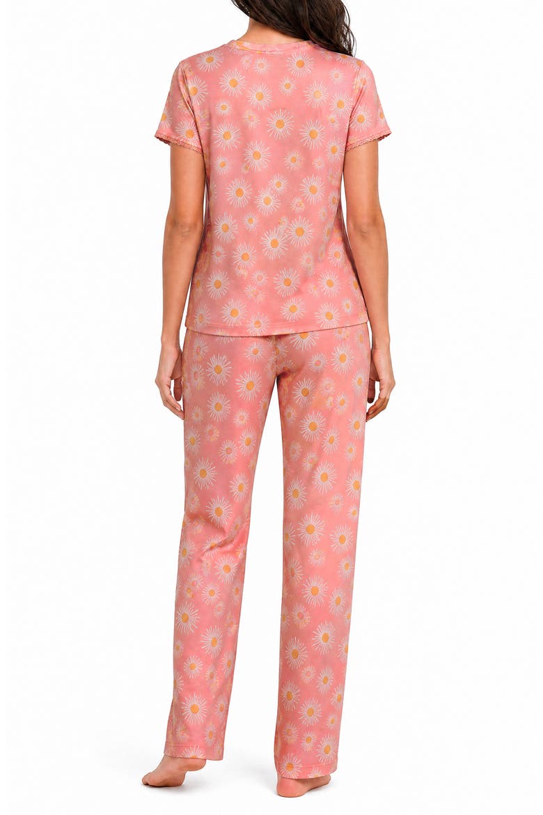 Lace Trim Floral Pajama Top, Alternate, color, STARBURST PINK