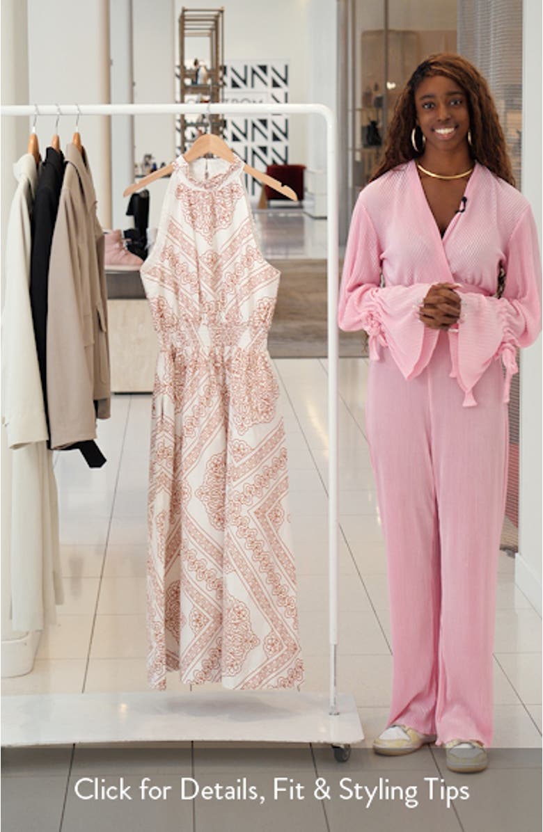 Medallion Print Cotton High Neck Halter Dress, sales video thumbnail