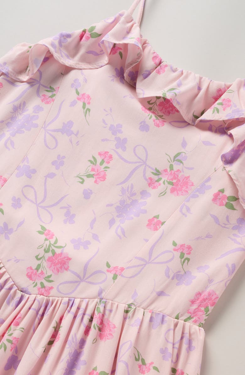 Nordstrom Kids' Floral Ruffle Tie Strap Sundress, Alternate, color, Pink Balm Bow Floral