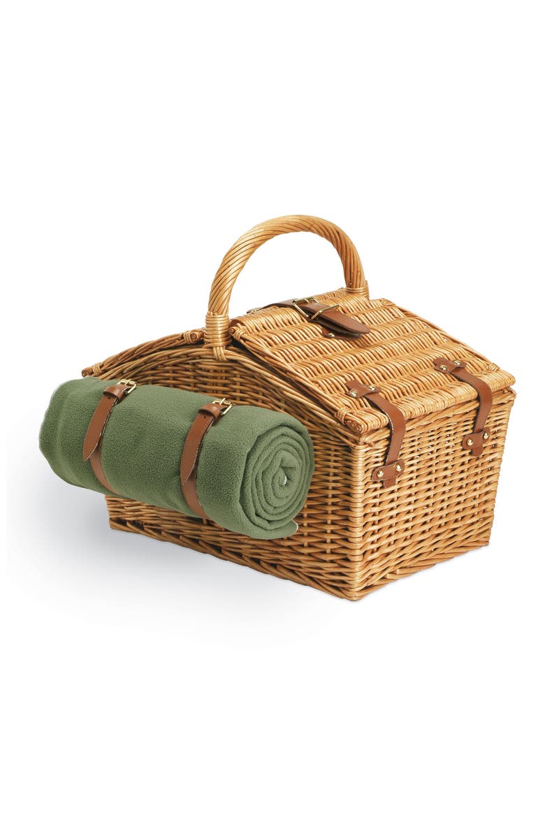 'Somerset' Wicker Picnic Basket, Alternate, color, MEDIUM BROWN