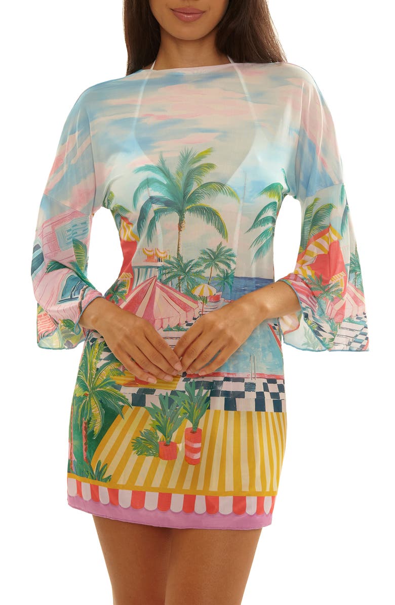 Becca Miami Beach Cover-Up Tunic, Alternate, color, Blue Multi