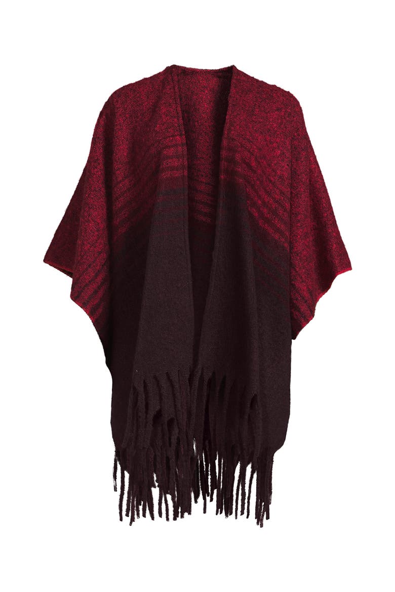 Brushed Boucle Ruana, Alternate, color, Burgundy/Red Ombre