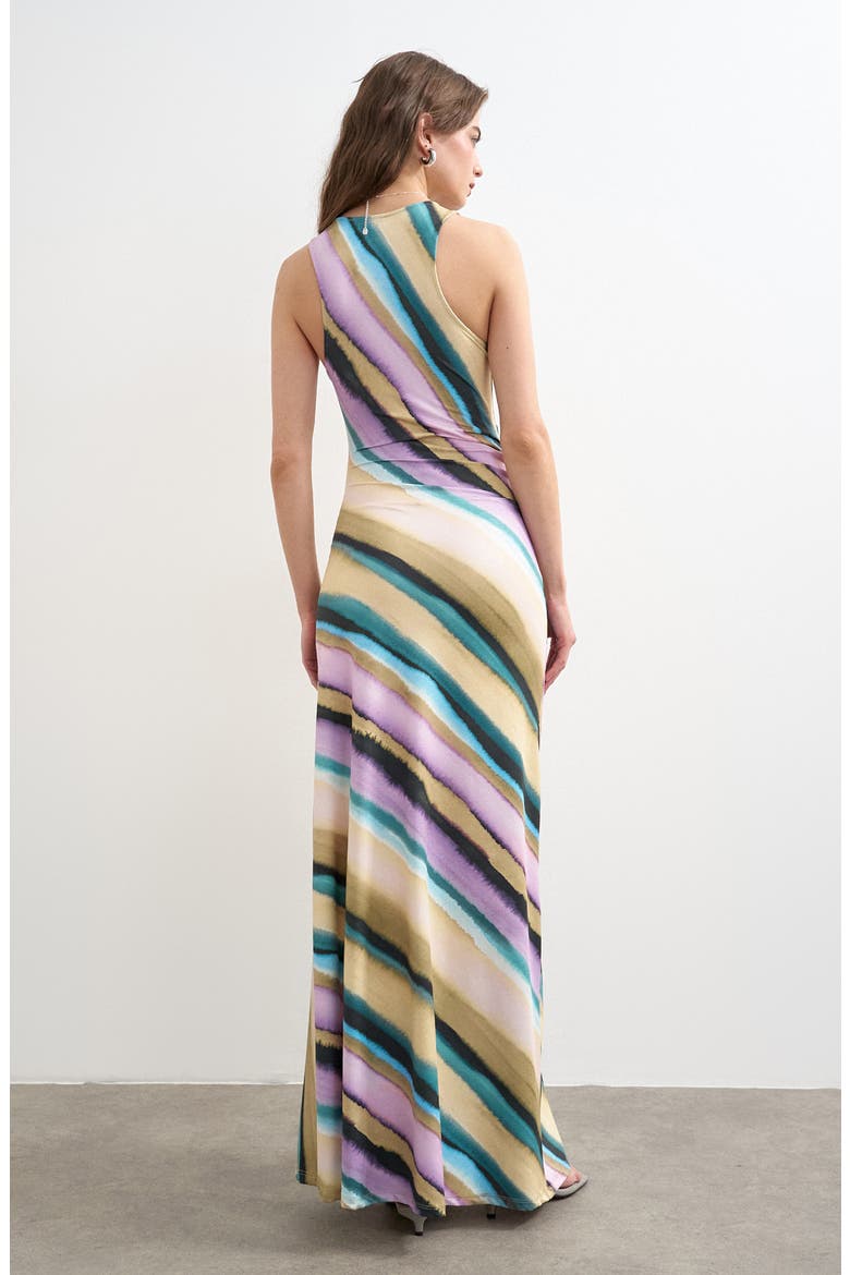 Ruched Stripe Sleeveless Maxi Dress, Alternate, color, LILAC