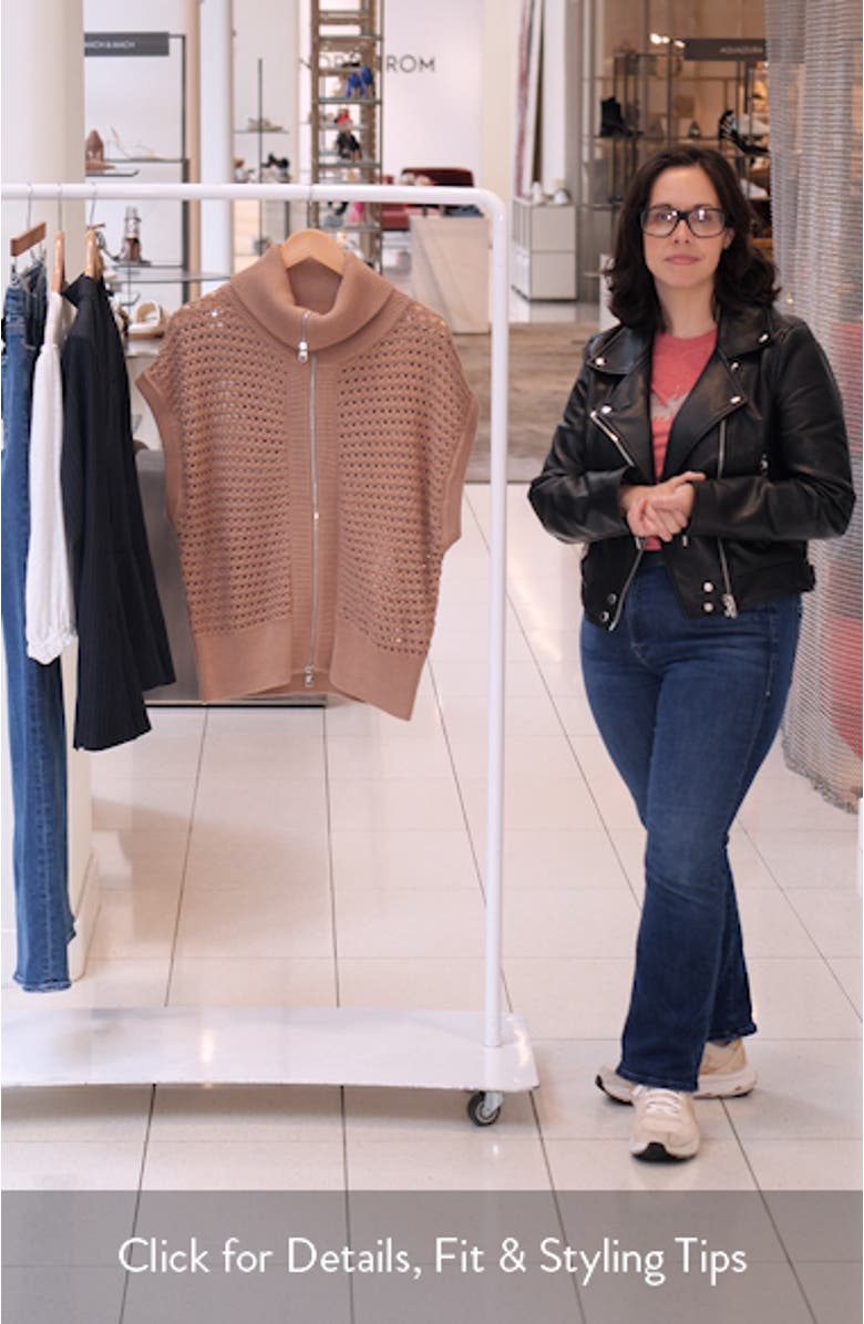 Liliana Open Stitch Short Sleeve Zip-Up Cardigan, sales video thumbnail