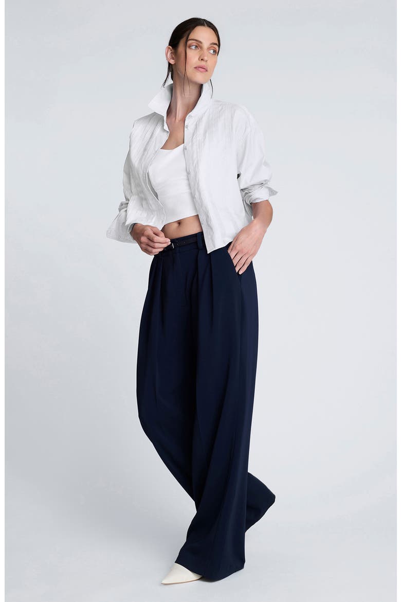 Crop Tuxedo Button-Up Shirt, Alternate, color, PURE WHITE