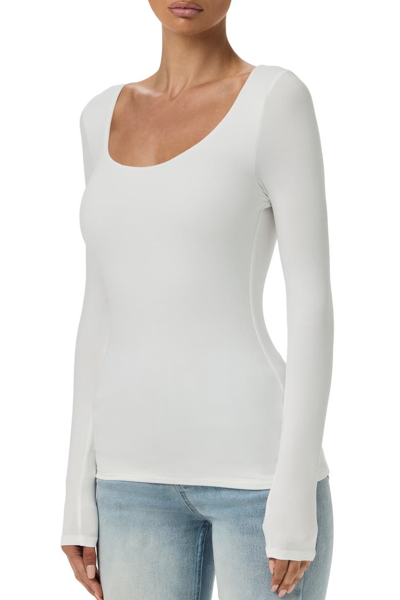 Bare Scoop Neck Long Sleeve Top, Alternate, color, WHITE