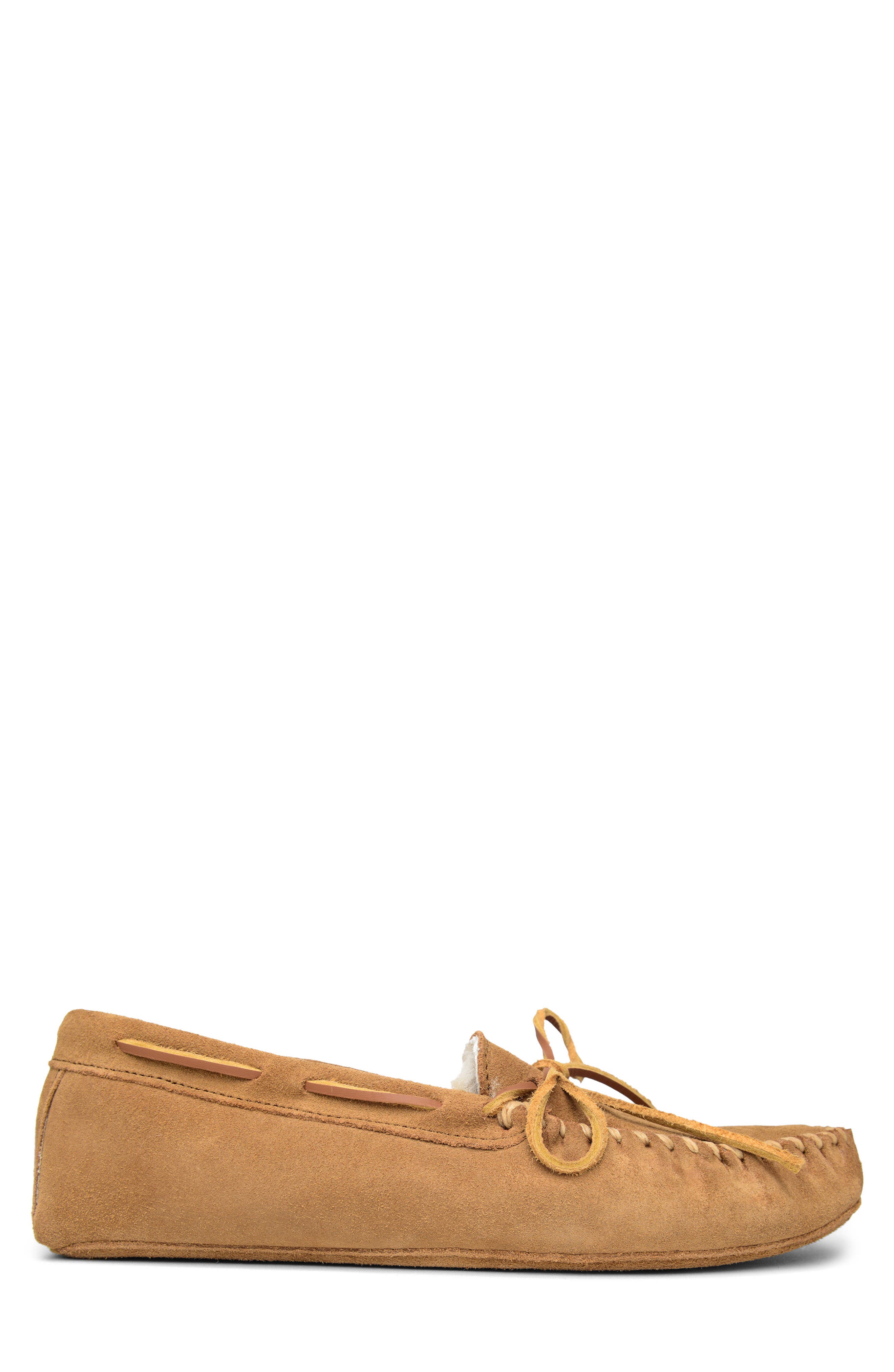 Minnetonka Genuine Sheepskin Lined Soft Sole Slipper, Alternate, color, Tan