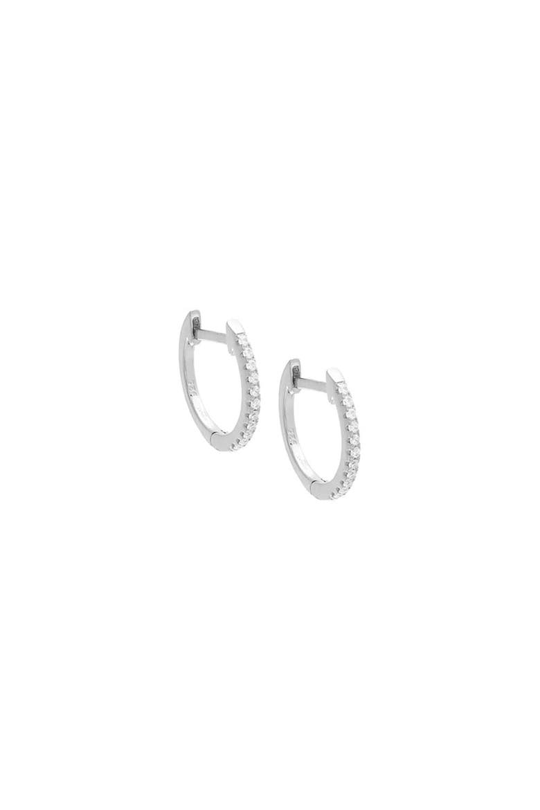 Pavé Dainty Huggie Earring, Main, color, Silver