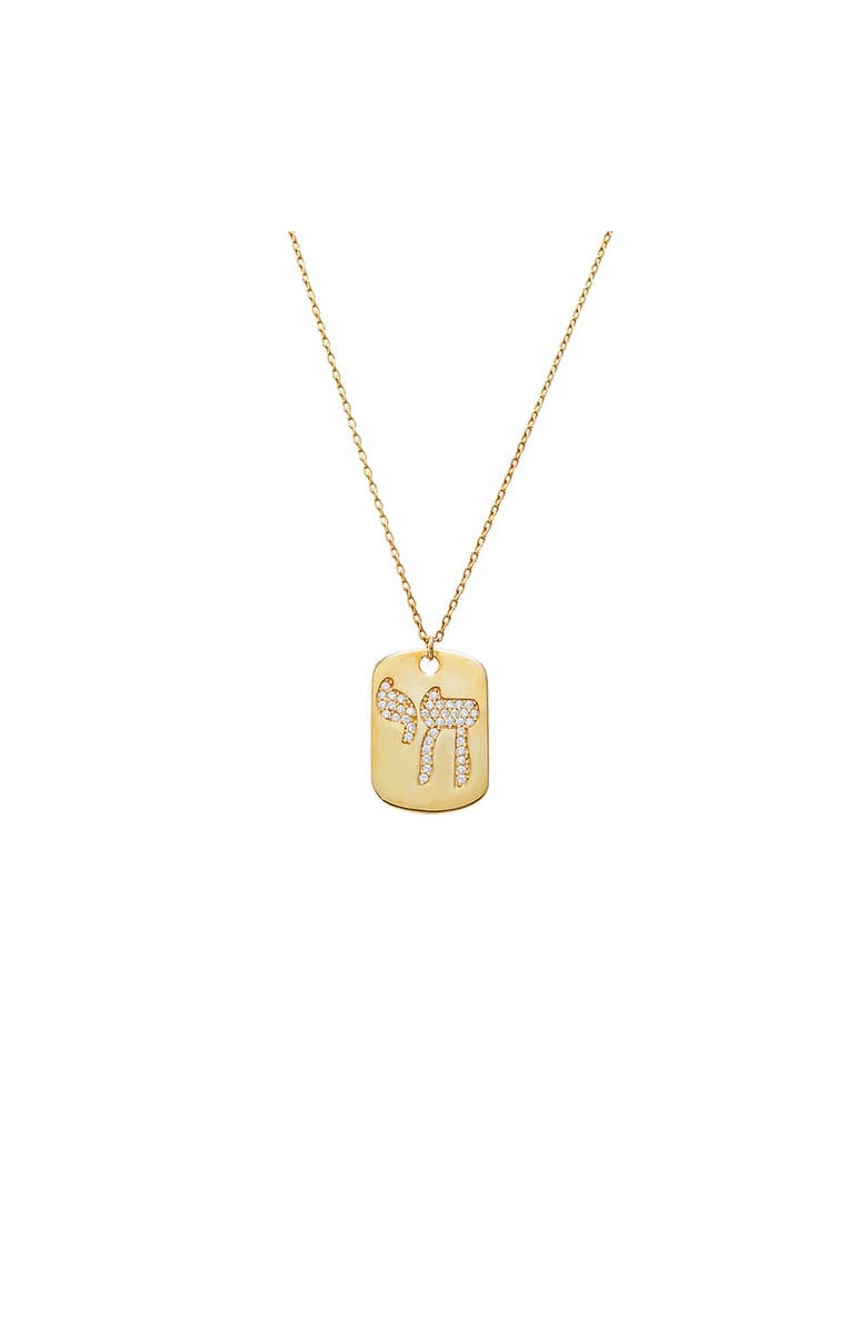 BY ADINA EDEN Pave Chai Dog Tag Pendant Necklace, Main, color, 