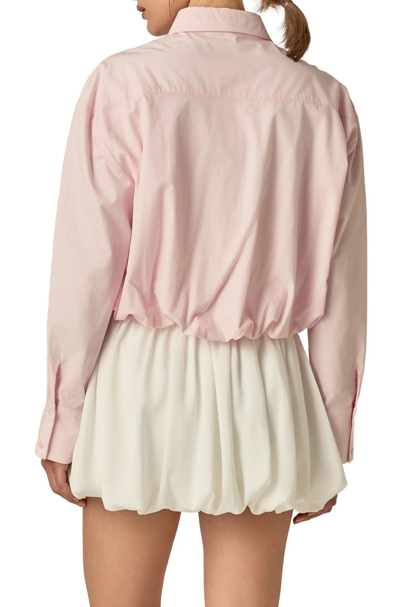 English Factory Long Sleeve Bubble Hem Cotton & Lyocell Button-Up Shirt, Alternate, color, Pink