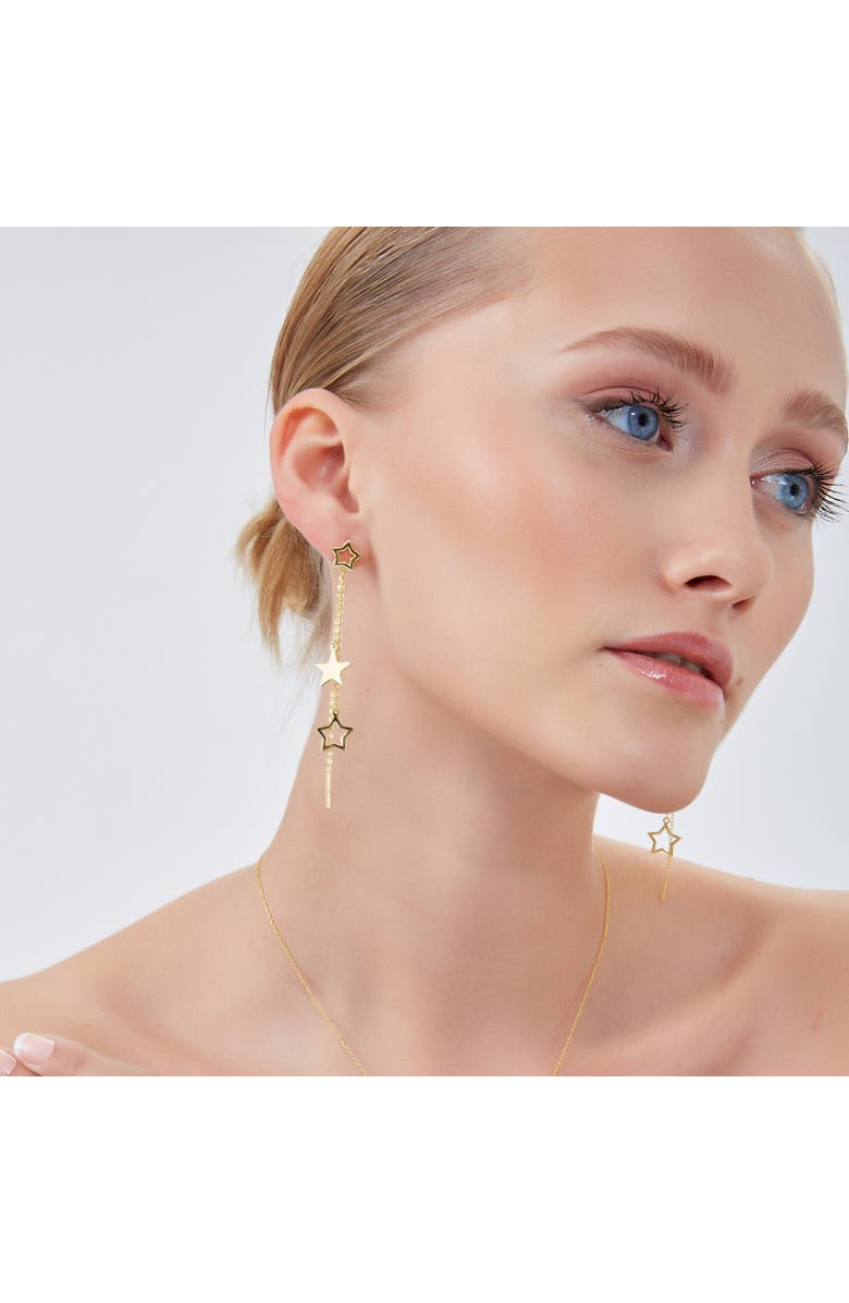Spero London Chain and Stars Sterling Silver Drop Earring, Alternate, color, Gold