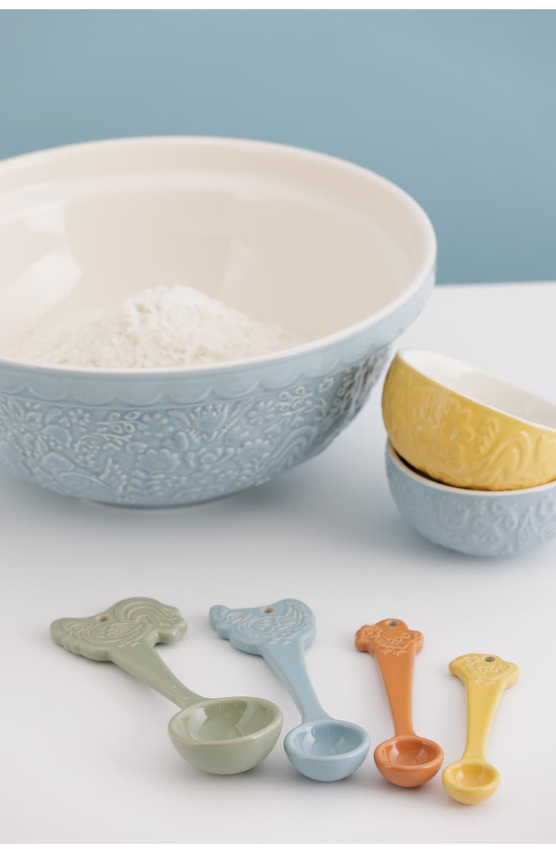 MASON CASH Home to Roost Mini Bowl Set, 4 Ceramic Prep Bowls with Hen and Cockerel Designs, Alternate, color, 