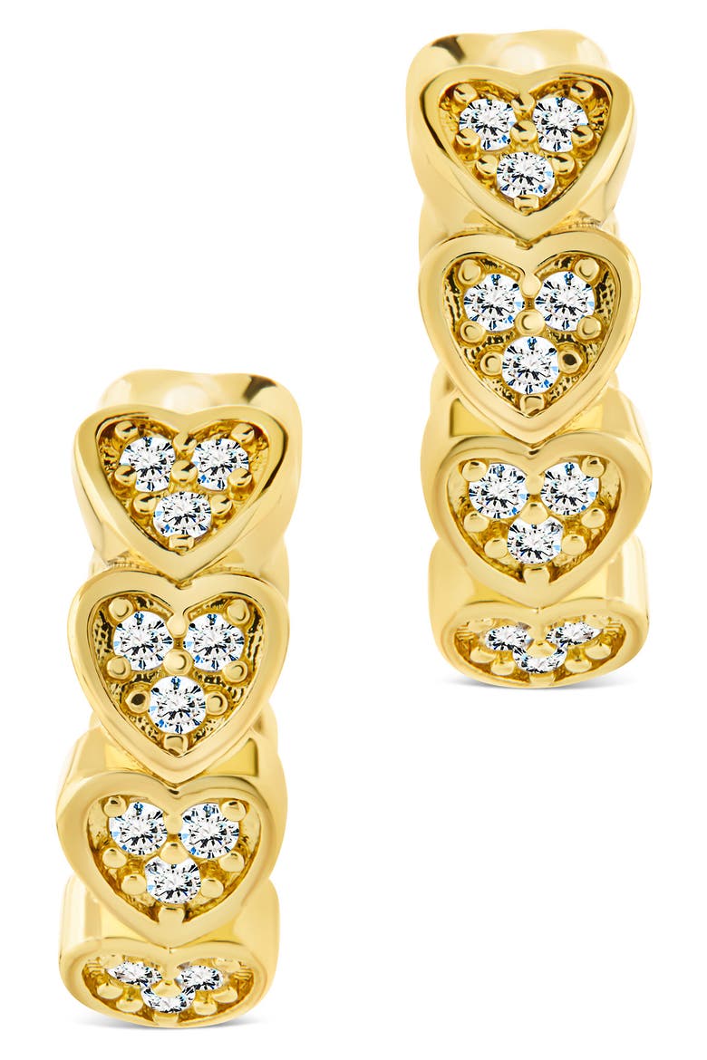Linna Cubic Zirconia Heart Micro Hoop Earrings, Alternate, color, GOLD