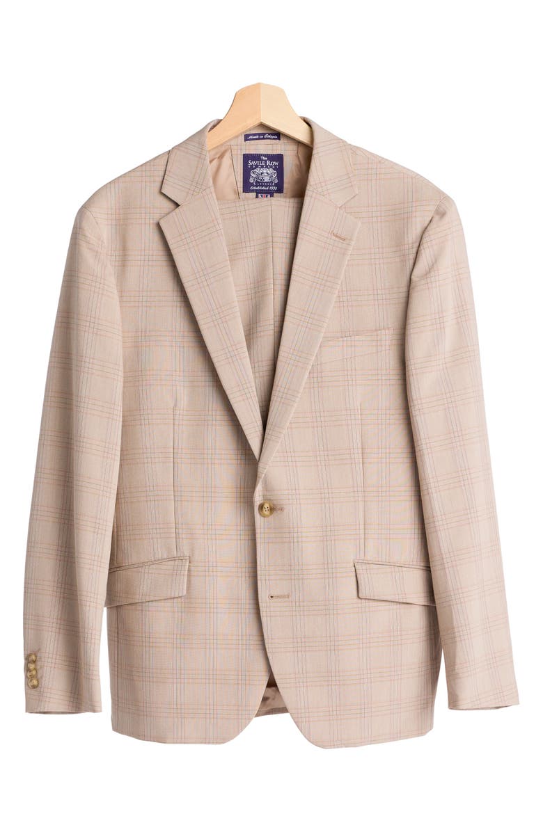 SAVILE ROW CO Hoxton Tan Plaid Stretch Suit, Alternate, color, Tan
