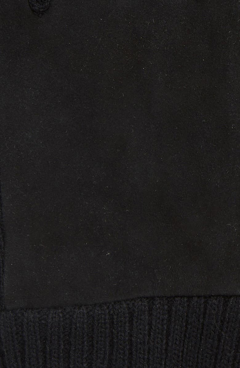 Calvin Klein Knit Cuff Suede Gloves, Alternate, color, Black