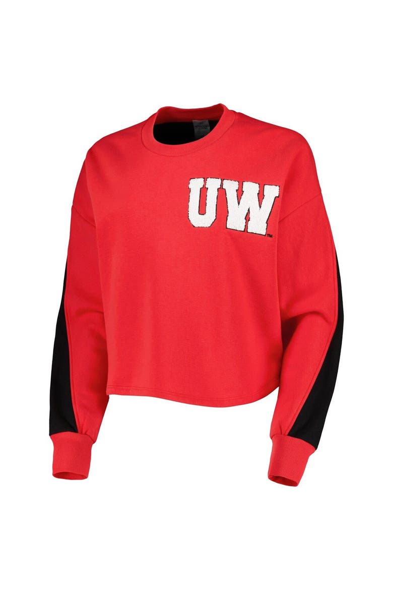 Women's Gameday Couture Red Wisconsin Badgers Back To Reality Colorblock Pullover Sweatshirt, Alternate, color, Red