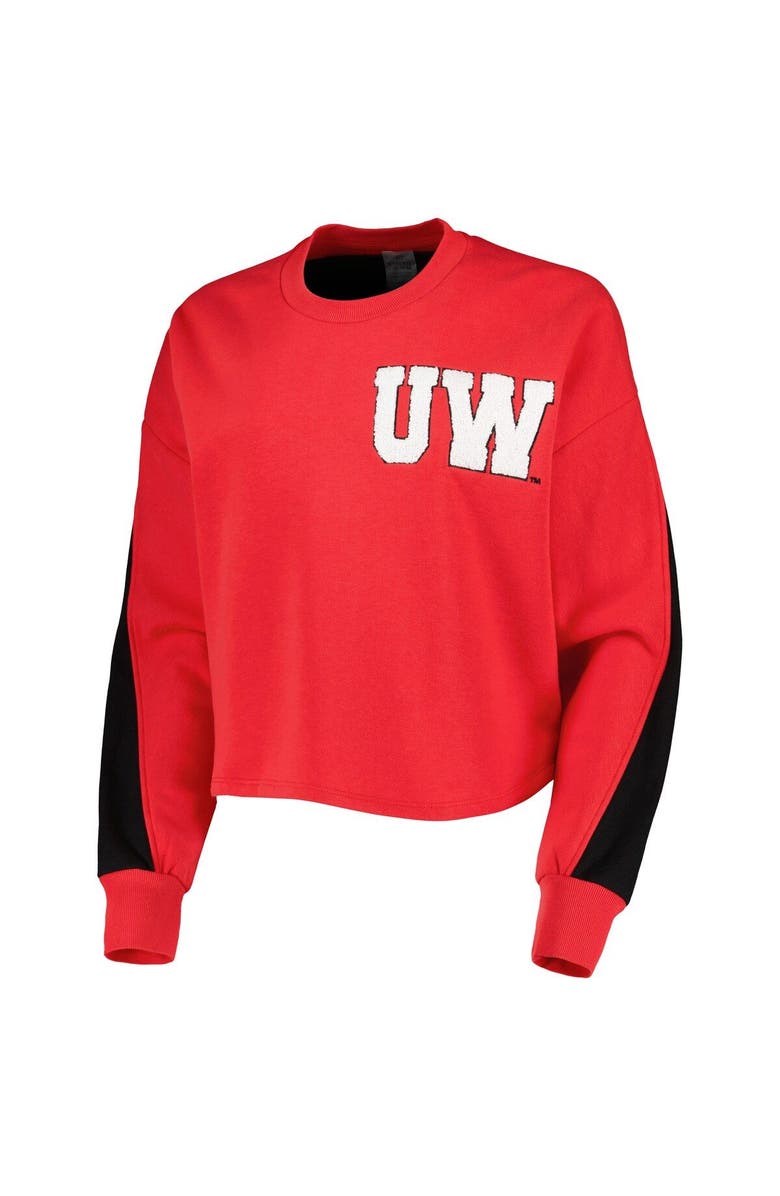 GAMEDAY COUTURE Women's Gameday Couture Red Wisconsin Badgers Back To Reality Colorblock Pullover Sweatshirt, Alternate, color, Red