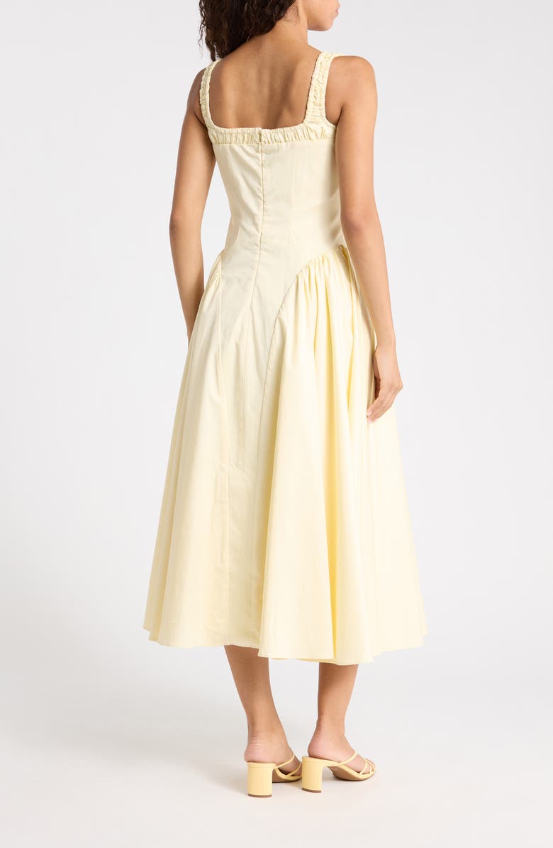 HOUSE OF CB Dorothy Stretch Pima Cotton Cocktail Midi Dress, Alternate, color, Lemon