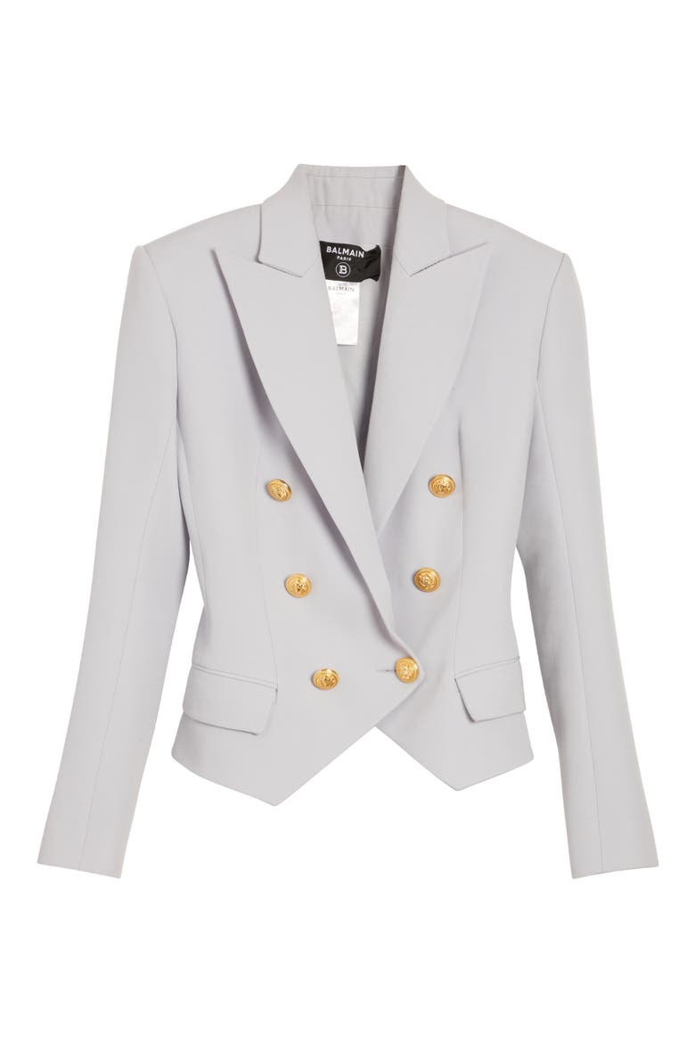 Double Breasted Wool Blazer, Alternate, color, LT BLUE