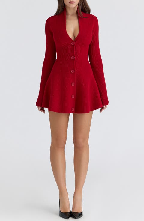 Aubrey Long Sleeve Wool Blend Sweater Minidress