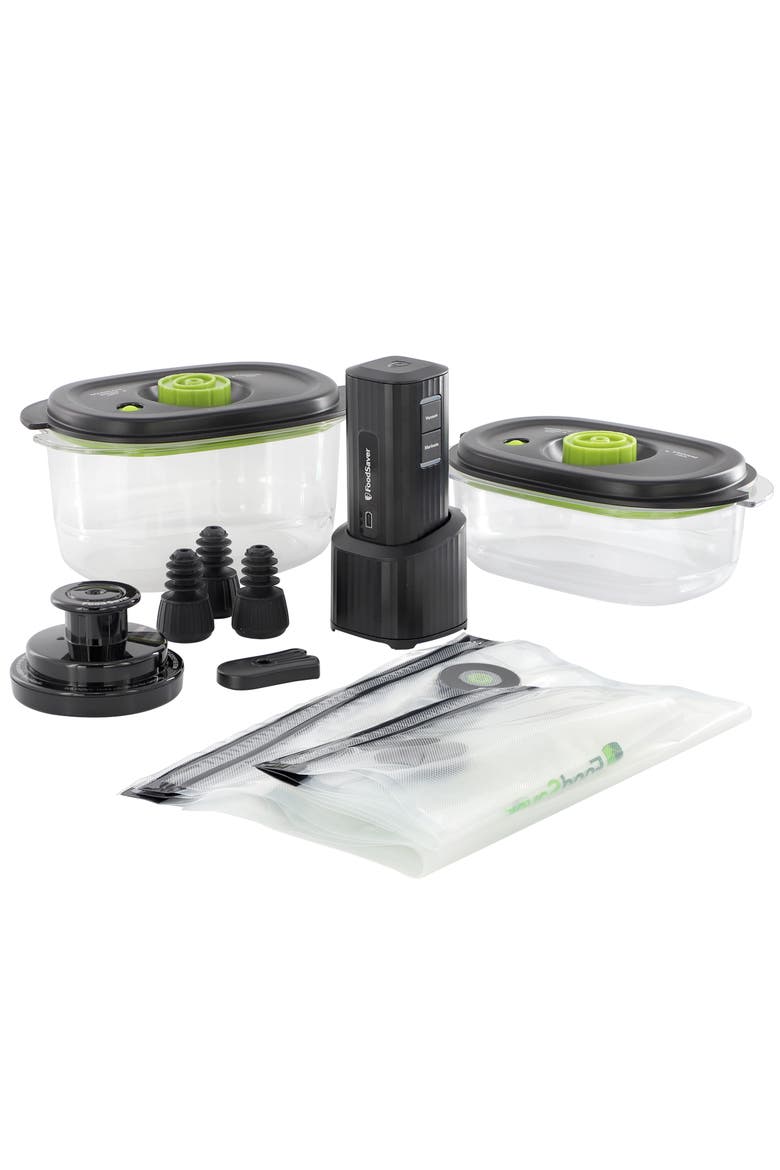 Cordless Mini Vacuum Sealer with Starter Kit, Main, color, Black